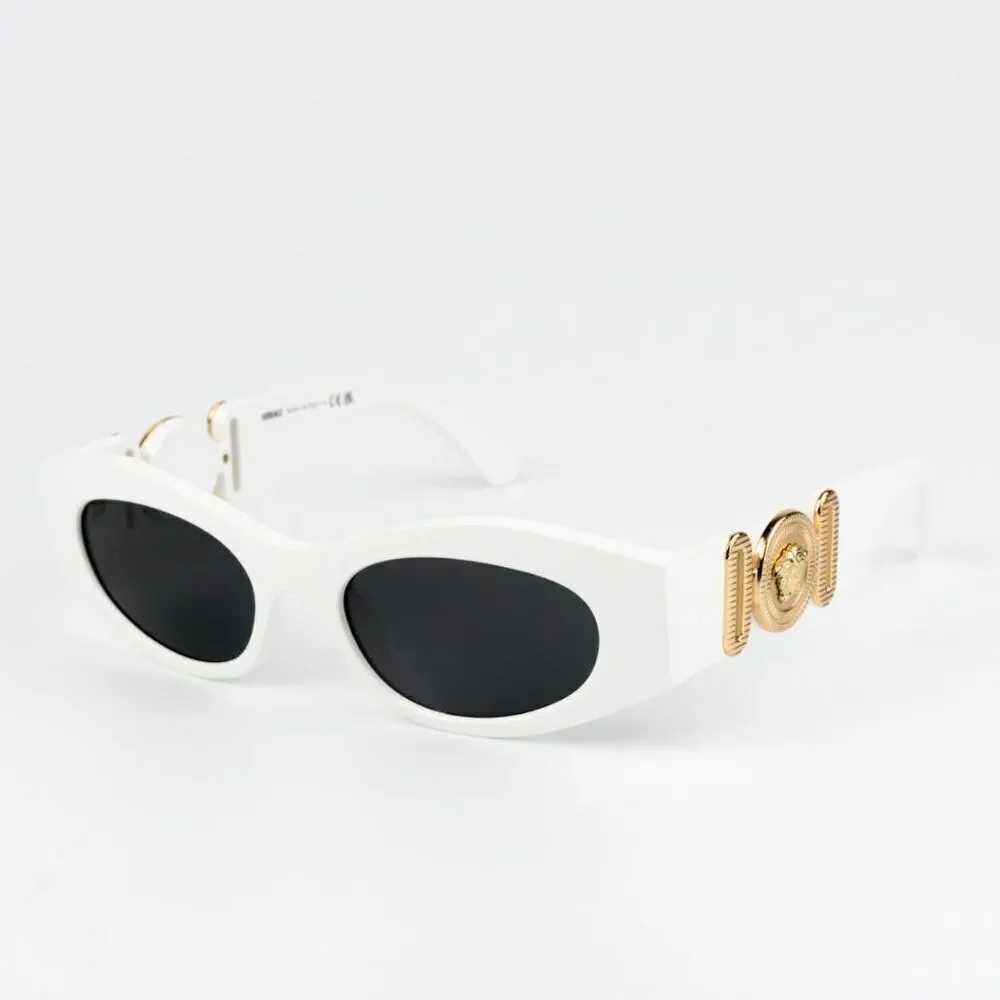 SALE! NEW Versace VE4480U 314/87 White Dark Grey Oval Unisex Sunglasses